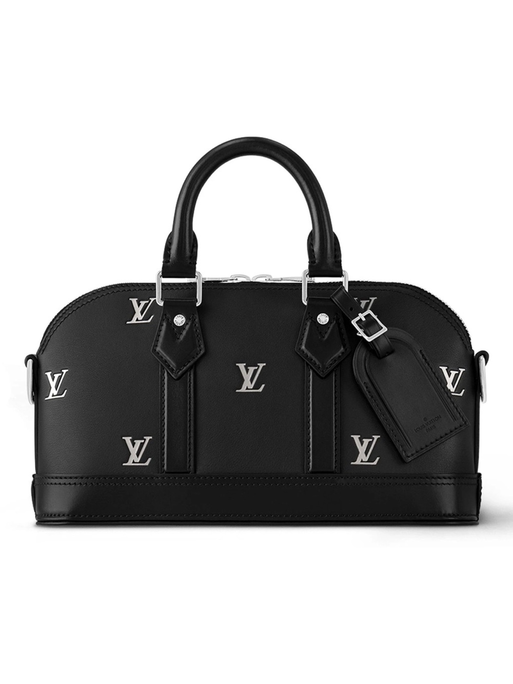 LOUIS VUITTON Alma LV Blason Monogram East West Calfskin Leather Handbag Black